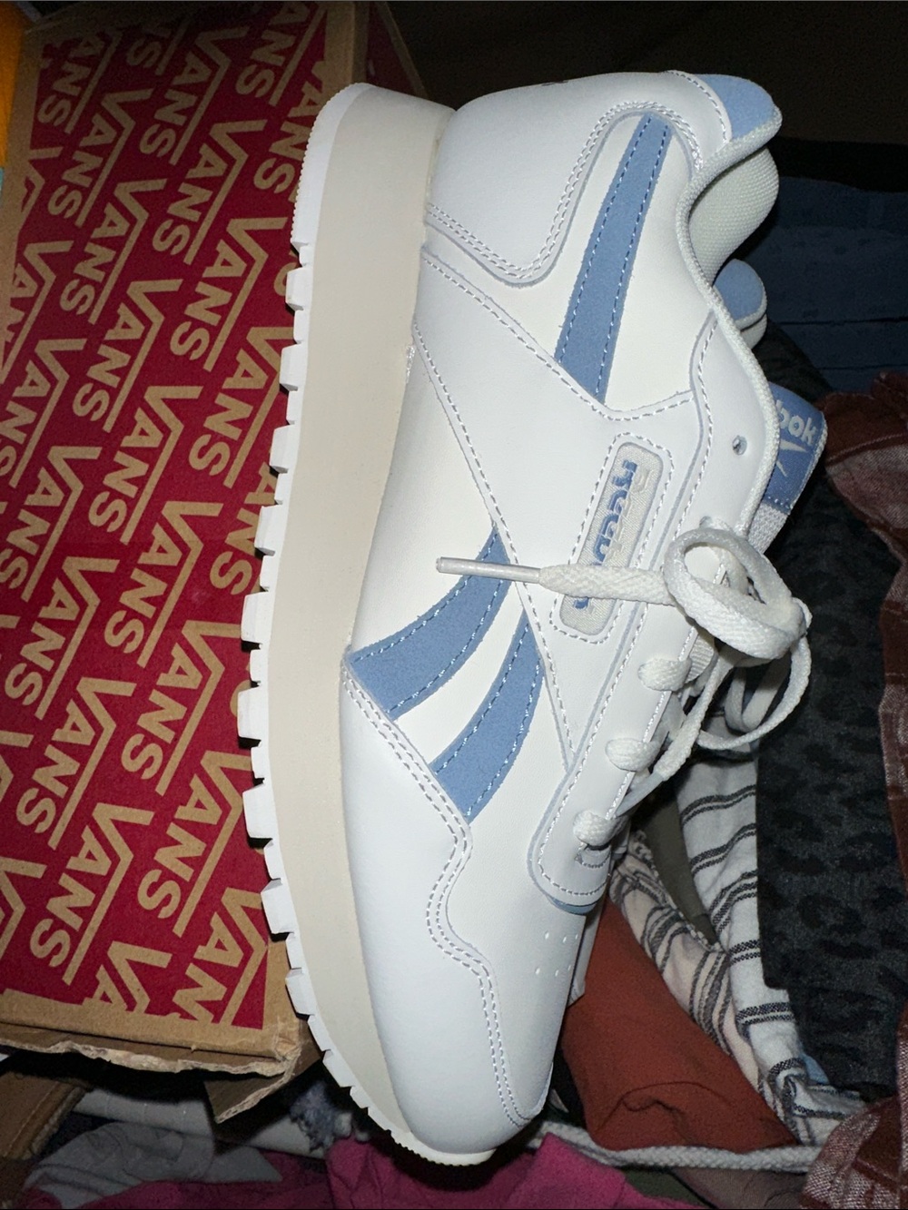 Reebok Retro Runner Sneaker - White with Light Blue Details